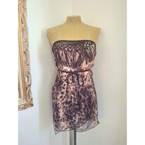 VTG Rachel‎ Pappo Diva Sarong Swim Cover 100% Silk Brown Animal Print One Size